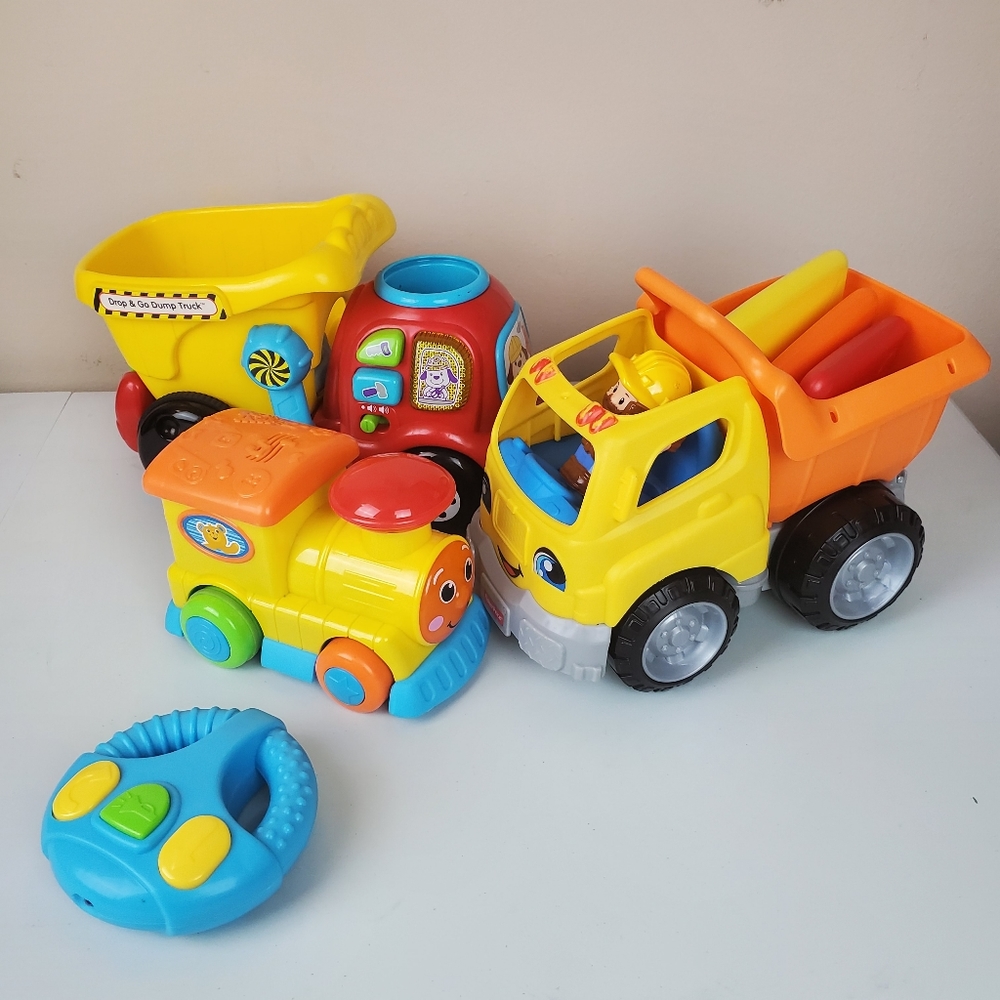 3 vehicles two trucks and one controlled Train